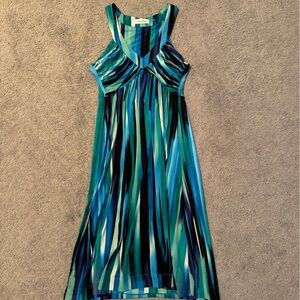 Women’s Blue and Green Midi Dress